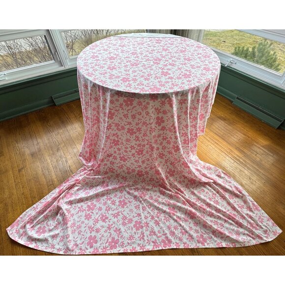 Vintage 70s bedsheets set, flat and fitted, pink white floral, full/double - Picture 2 of 10